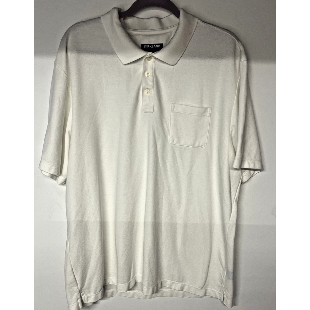 White Polo Shirt Mens XL Minimalist Clean Classic Preppy‎ Quiet Luxury Cotton